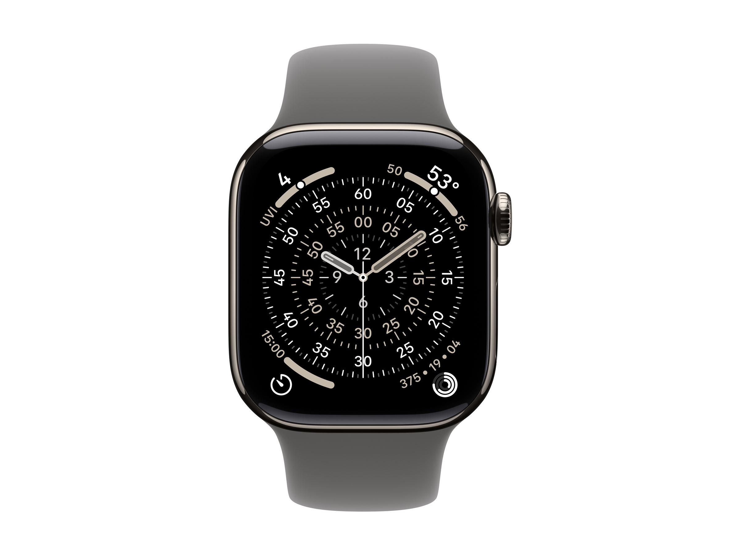 Apple Watch Series 11 GPS + Cellular 42mm Natural Titanium Case with Stone Grey Sport Band - S/M