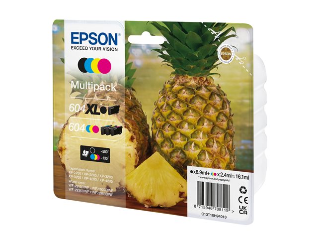 Epson 604/604XL Multipack - 4er-Pack - XL (Schwarz) + Standard-KapazitÃ¤t - Schwarz
Cyan
Magenta
Gelb - original - Tintenpatrone
