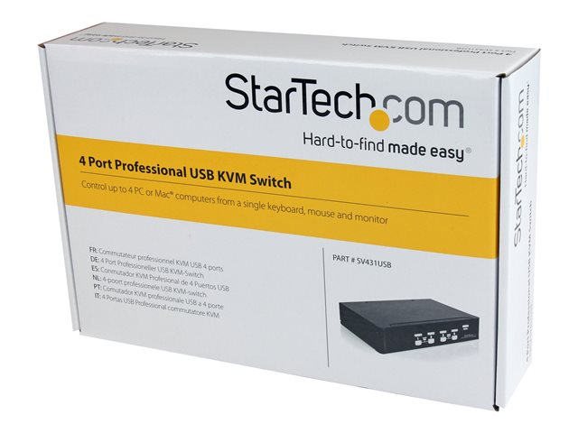 StarTech.com 4 Port VGA USB KVM Switch mit Hub - VGA KVM Umschalter für 4 PC's - Desktop KVM Switch mit 4x USB 2.0, 1x VGA Buchse - KVM-Switch - 4 x KVM port(s) - 1 lokaler Benutzer - Desktop - für P/N: SV431RACK, SVUSB2N1_10, SVUSB2N1_15, SVUSB2N1_6