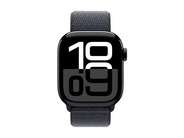 Apple Watch Series 10 GPS + Cellular 42mm Jet Black Aluminium Case mit Ink Sport Band (MWX83QF/A)