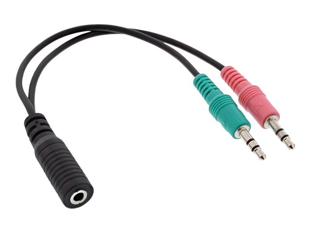 InLine - Headsetadapter - Mini-Stecker männlich zu 4-poliger Mini-Stecker weiblich - 15 cm - Schwarz