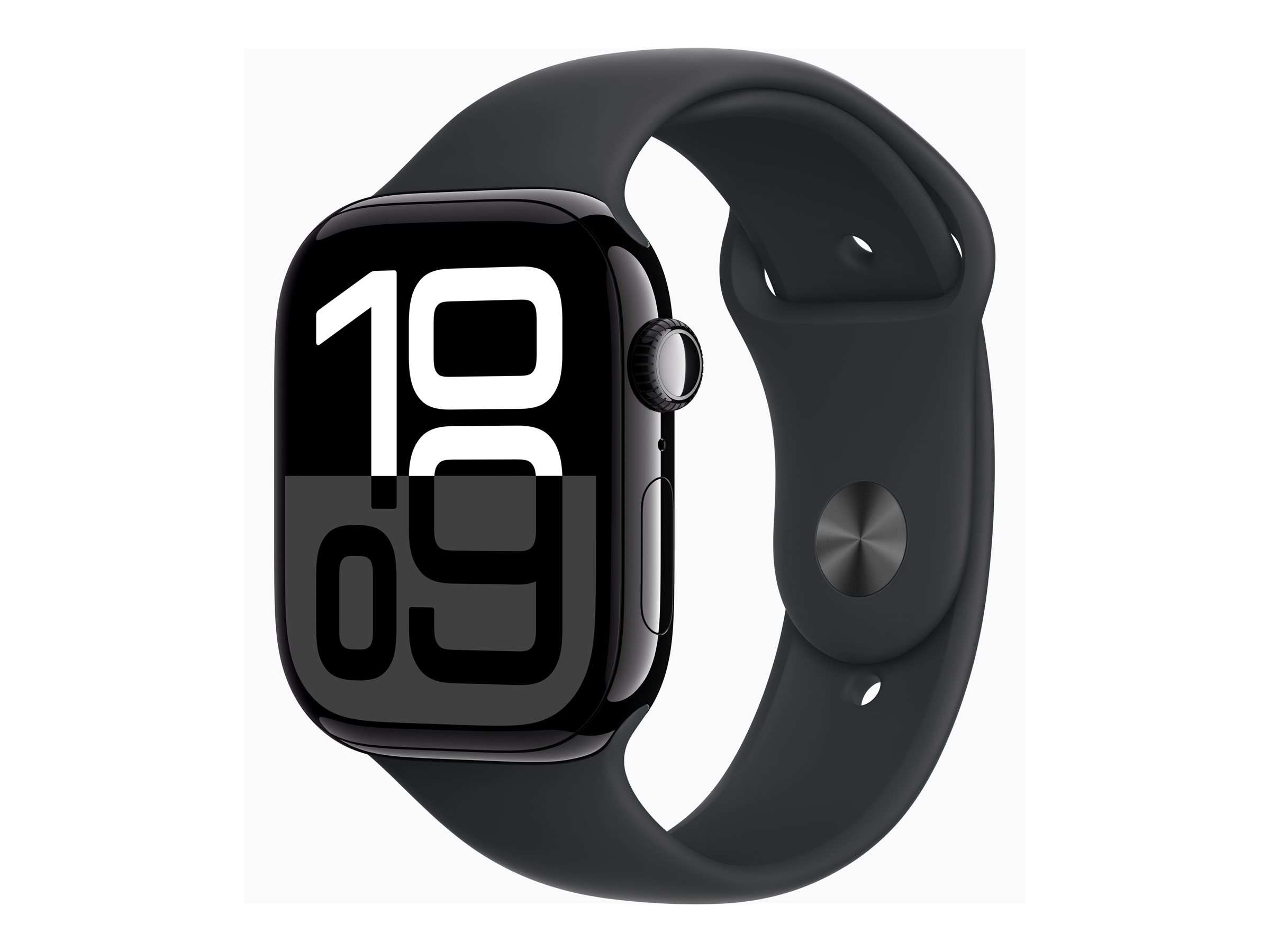 Apple Watch Series 10 GPS + Cellular 46mm Jet Black Aluminium Case mit Black Sport Band - S/M (MWY33QF/A)