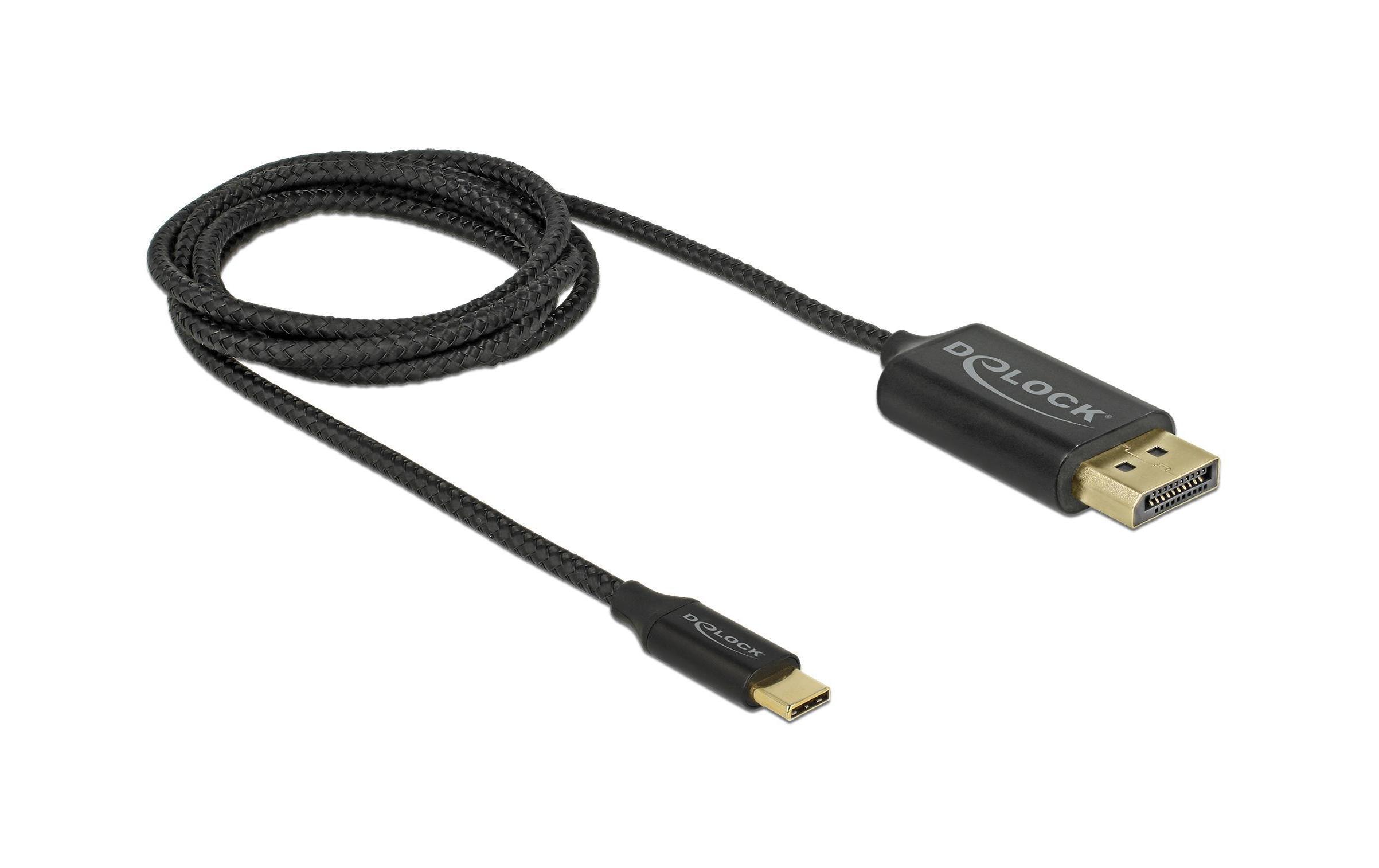 Delock - DisplayPort-Kabel - 24 pin USB-C (M) zu DisplayPort (M) - DisplayPort 1.2 - 1 m - 4K Unterstützung, USB-Strom - Schwarz