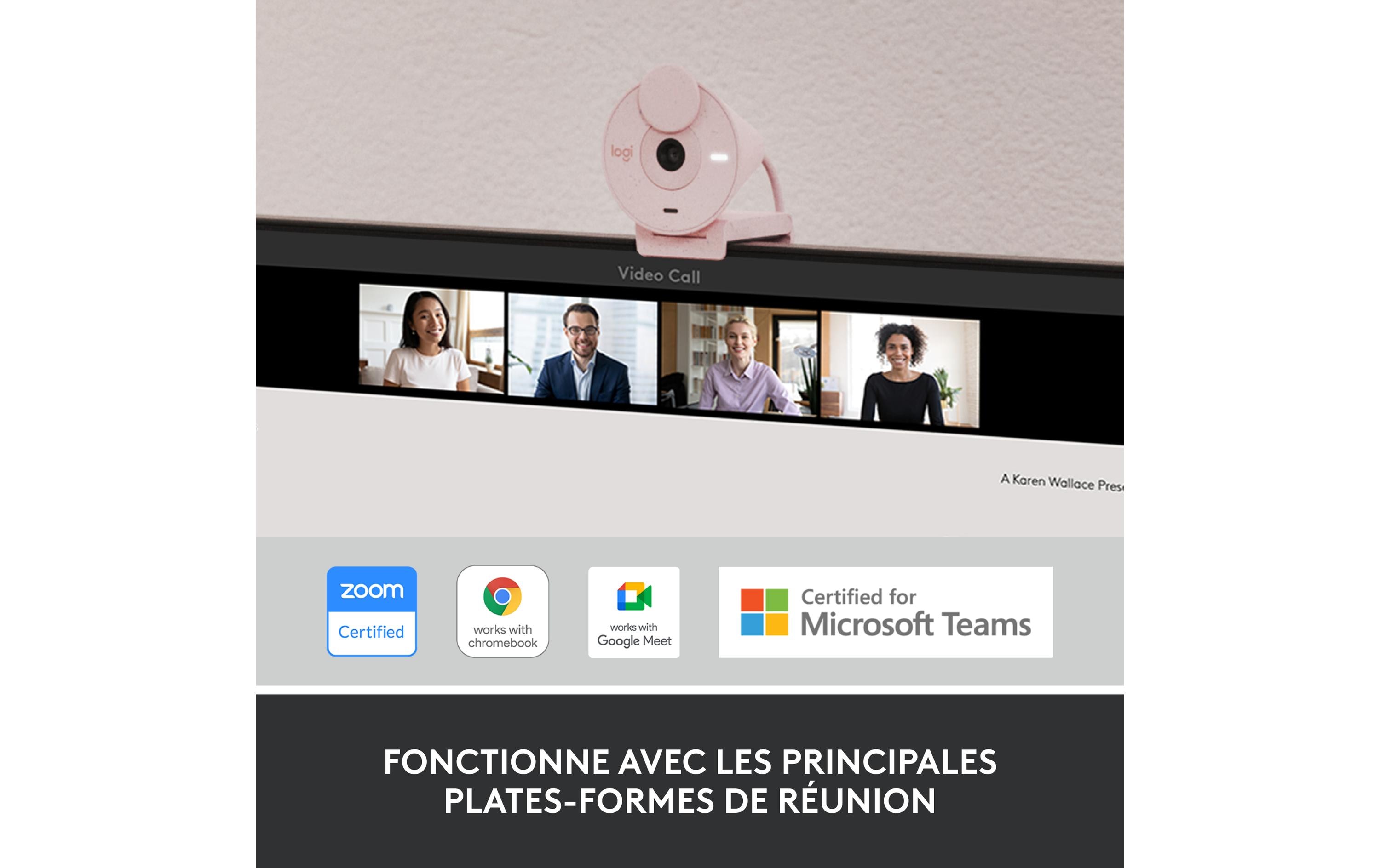 Logitech BRIO 300 - Webcam - Rose - 2 MP - 1920 x 1080 - 1080p, 720p - Audio - USB-C
