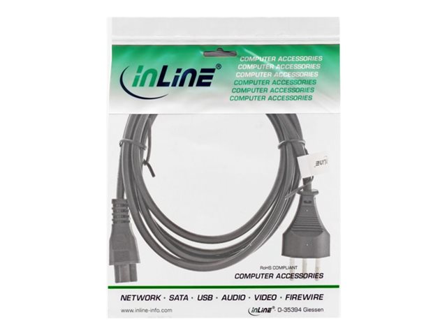 InLine - Stromkabel - SEV 1011 (M) zu IEC 60320 C5 - Wechselstrom 250 V - 2.5 A - 2 m - Schwarz - Schweiz