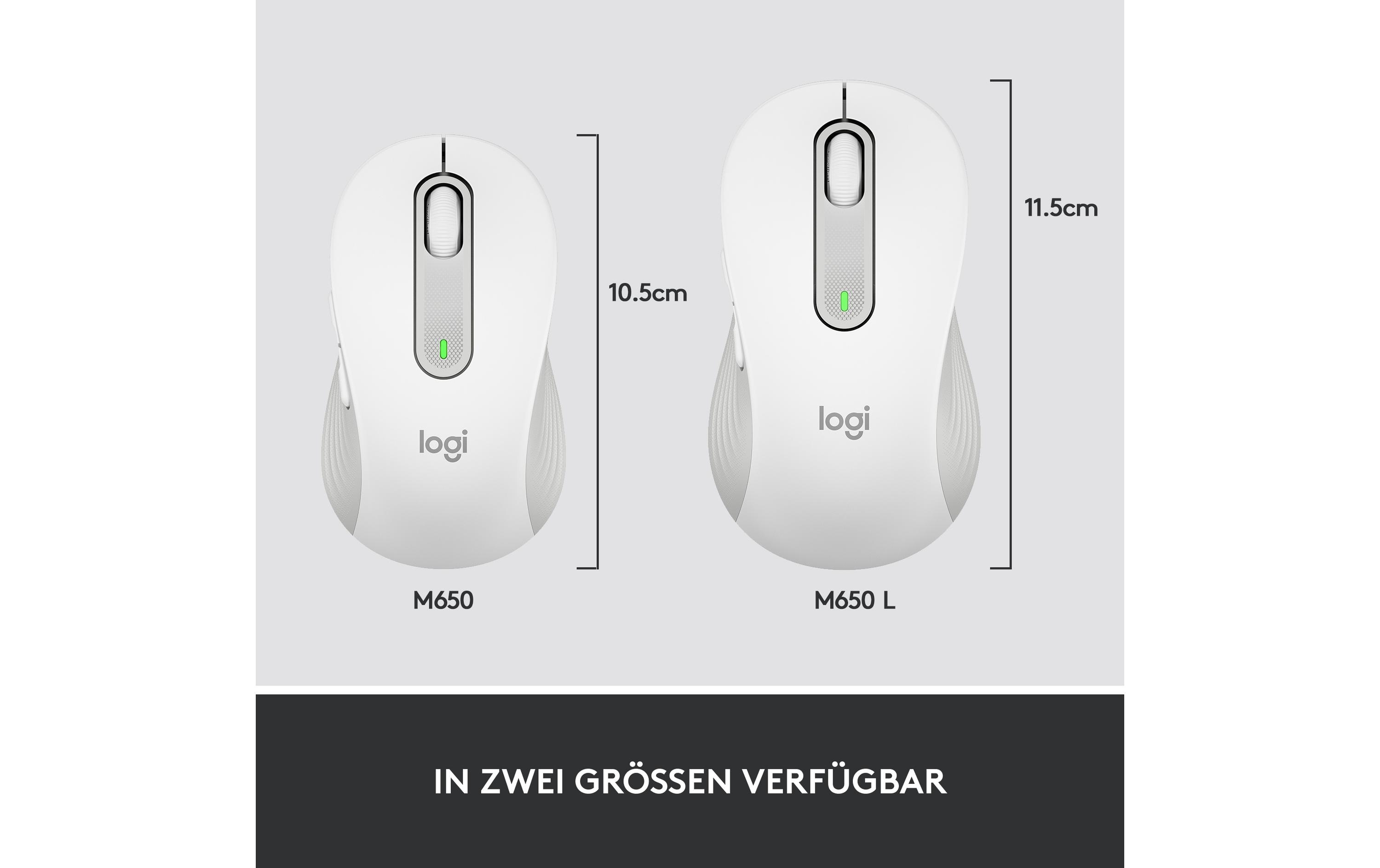 Logitech Signature M650 Large - Maus - Größe L - 2.4 GHz
Bluetooth - Off-White