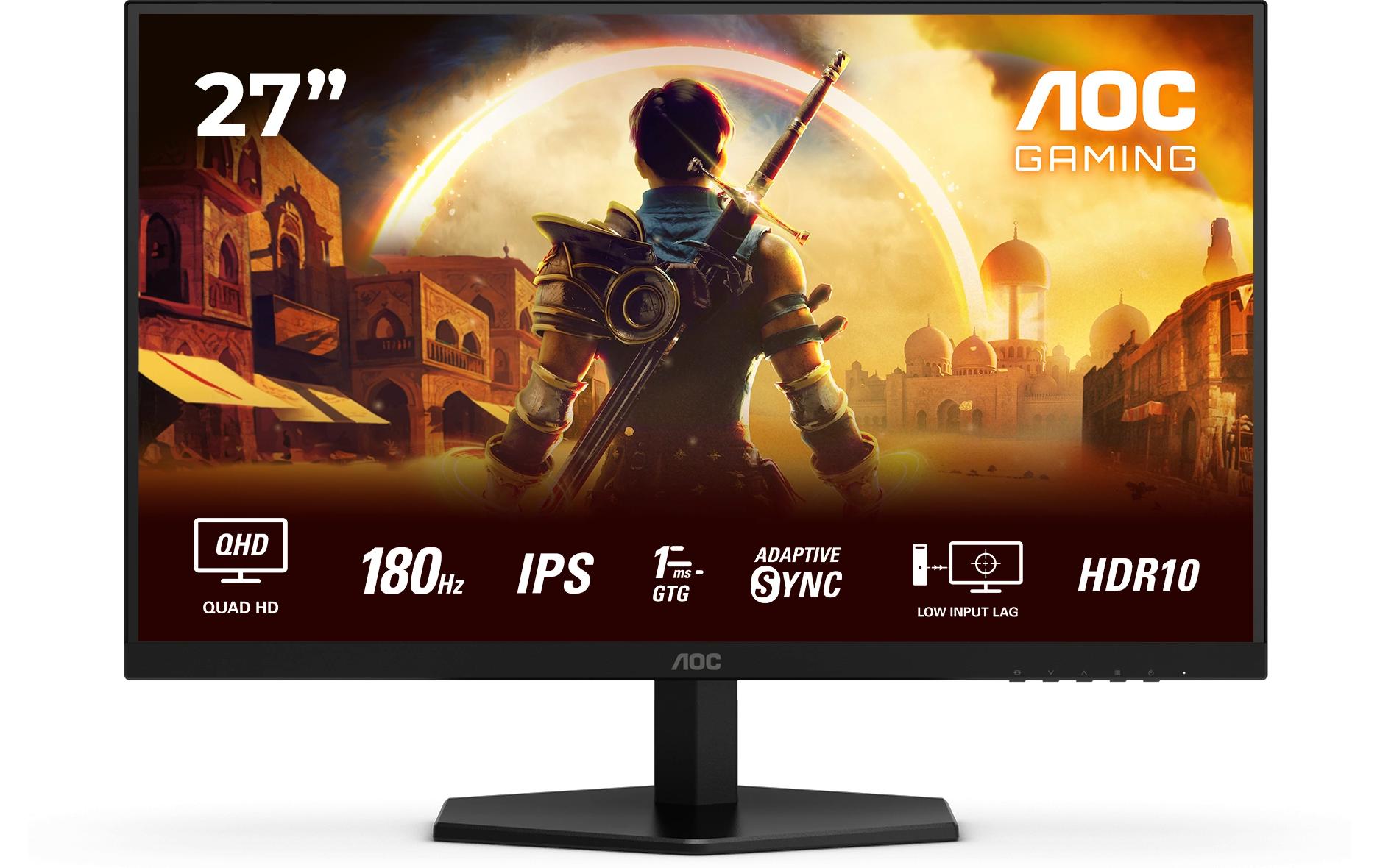 AOC Gaming Q27G42XE - LED-Monitor - Gaming - 68.6 cm (27") - 2560 x 1440 QHD @ 180 Hz - Fast IPS - 300 cd/m² - 1000:1 - HDR10 - 0.5 ms - 2xHDMI, DisplayPort - Lautsprecher - Schwarz, Rot