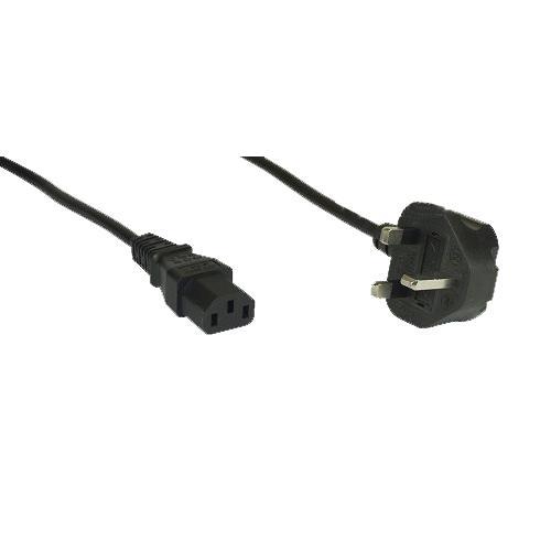 InLine - Stromkabel - BS 1363 (M) zu power IEC 60320 C13 - Wechselstrom 250 V - 13 A - 1.8 m - 90° Stecker - Schwarz - Großbritannien