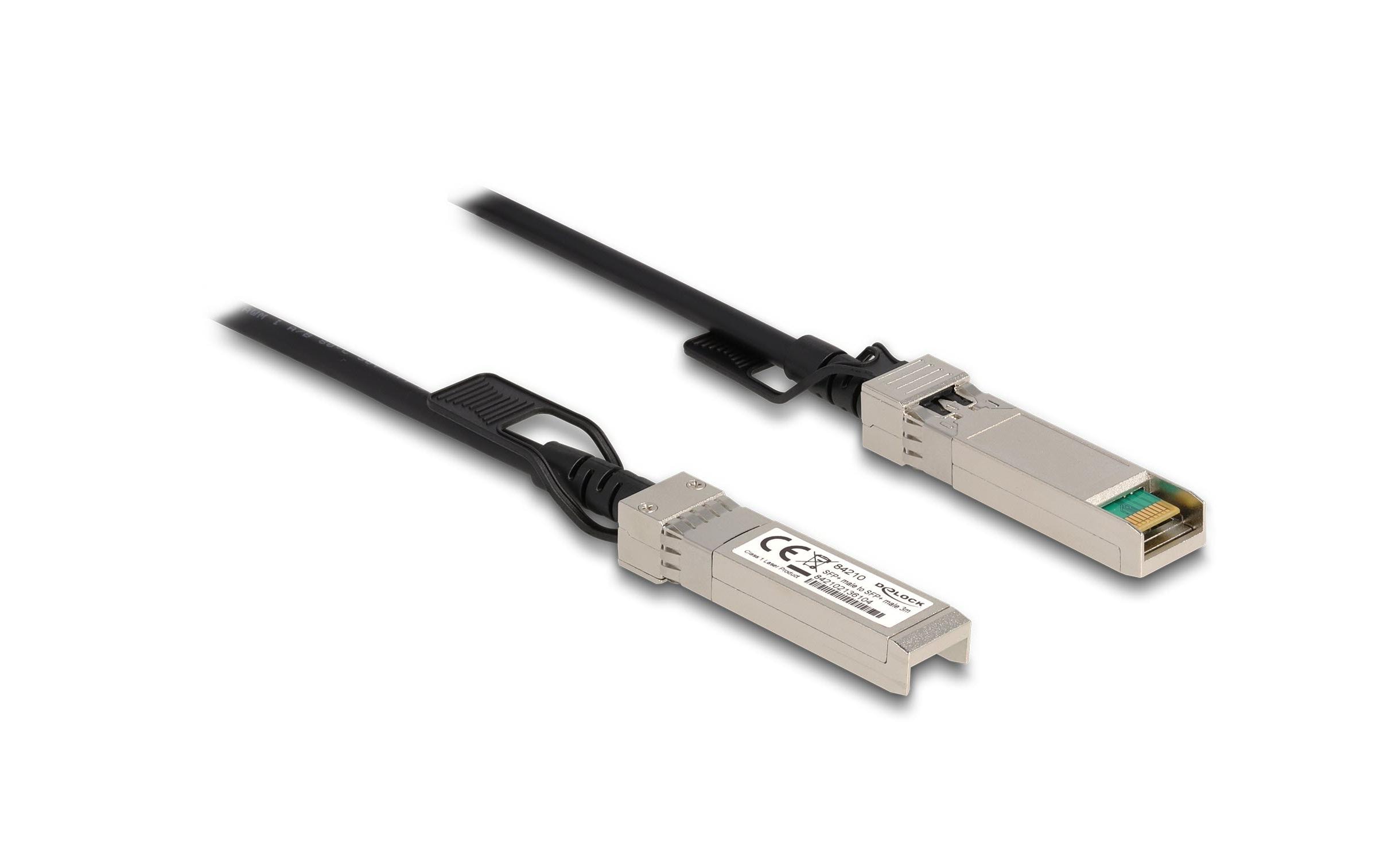 Delock - Direktanschlusskabel - SFP+ (M) zu SFP+ (M) - 3 m - 5 mm - twinaxial - SFF-8431/SFF-8432 - passiv - Schwarz