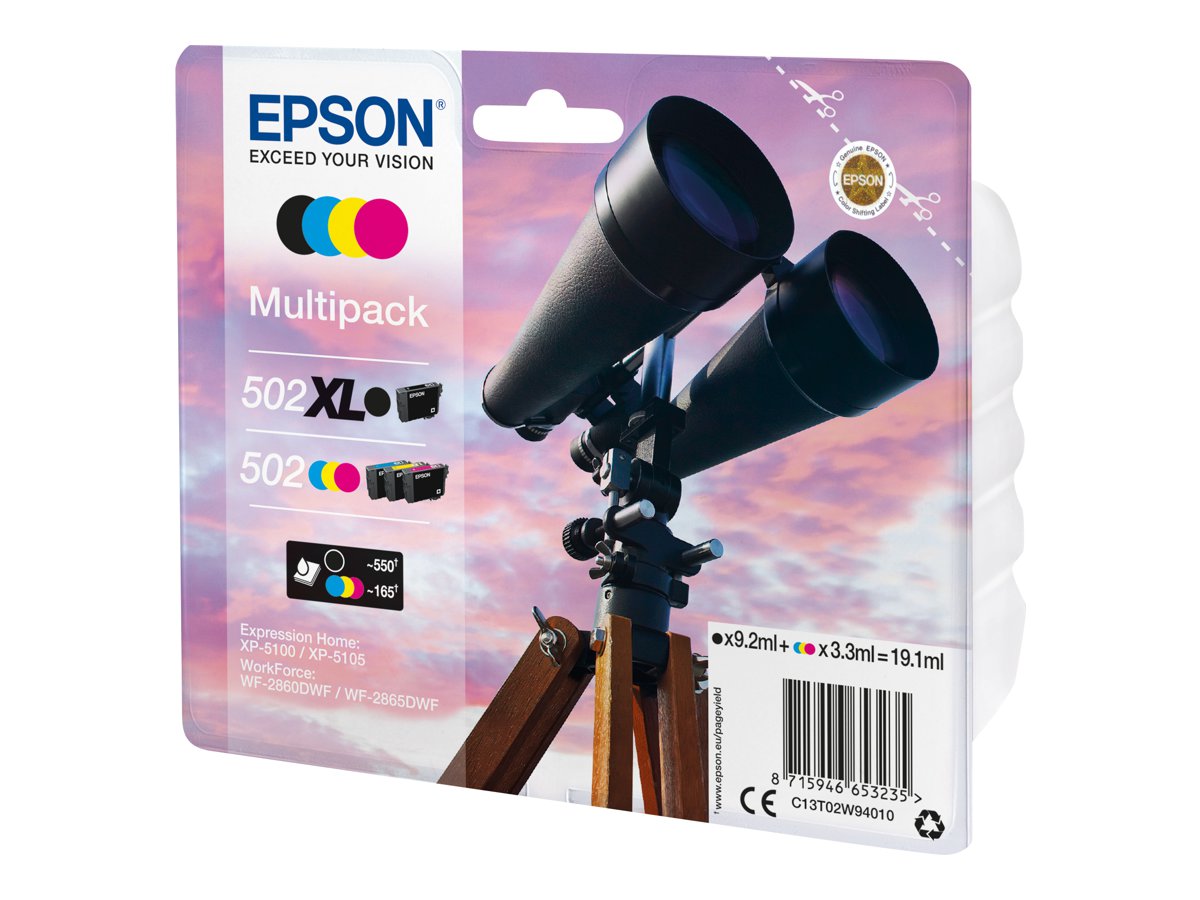 Epson 502/502XL Multipack - 4er-Pack - Schwarz
Gelb
Cyan
Magenta - original - Tintenpatrone