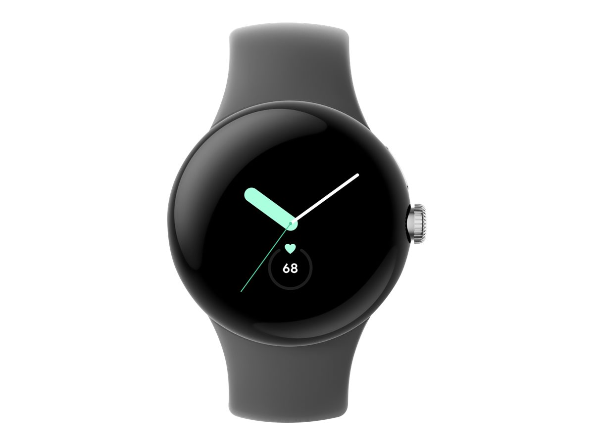 Google Pixel Watch - Silber poliert - intelligente Uhr mit Active Armband - dunkelgrau - 32 GB