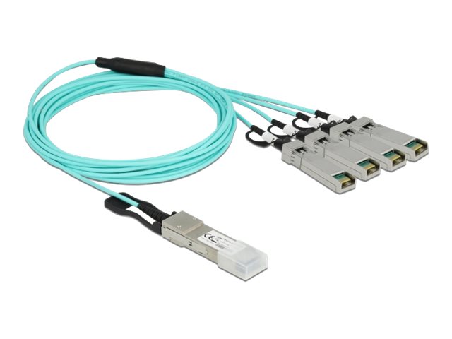 Delock - Ethernet 40 GBase-AOC-Kabel - QSFP+ (M) zu SFP+ (M) - 3 m - 3 mm - SFF-8436 - Active Optical Cable (AOC) - Aquamarin