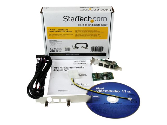 StarTech.com 3 Port 2b 1a 1394 Mini PCI Express FireWire-Kartenadapter - FireWire-Adapter - PCIe Mini Card - 2 Anschlüsse
