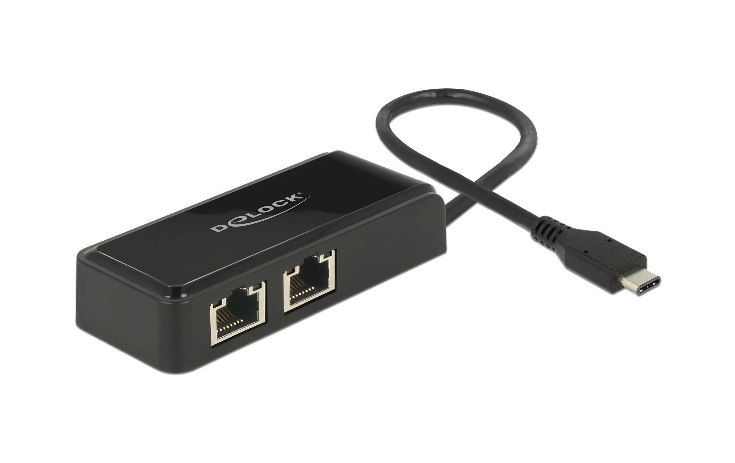 Delock Adapter USB-C 3.1 Gen 1 > 2 x Gigabit LAN 10/100/1000 Mb/s - Netzwerkadapter - USB 3.1 Gen 1 - Gigabit Ethernet x 2