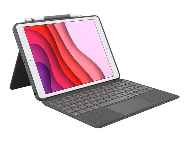 Logitech Combo Touch - Tastatur und Foliohülle - mit Trackpad - QWERTY - Nordisch (Dänisch/Finnisch/Norwegisch/Schwedisch) - Oxford Gray Eingabegerät