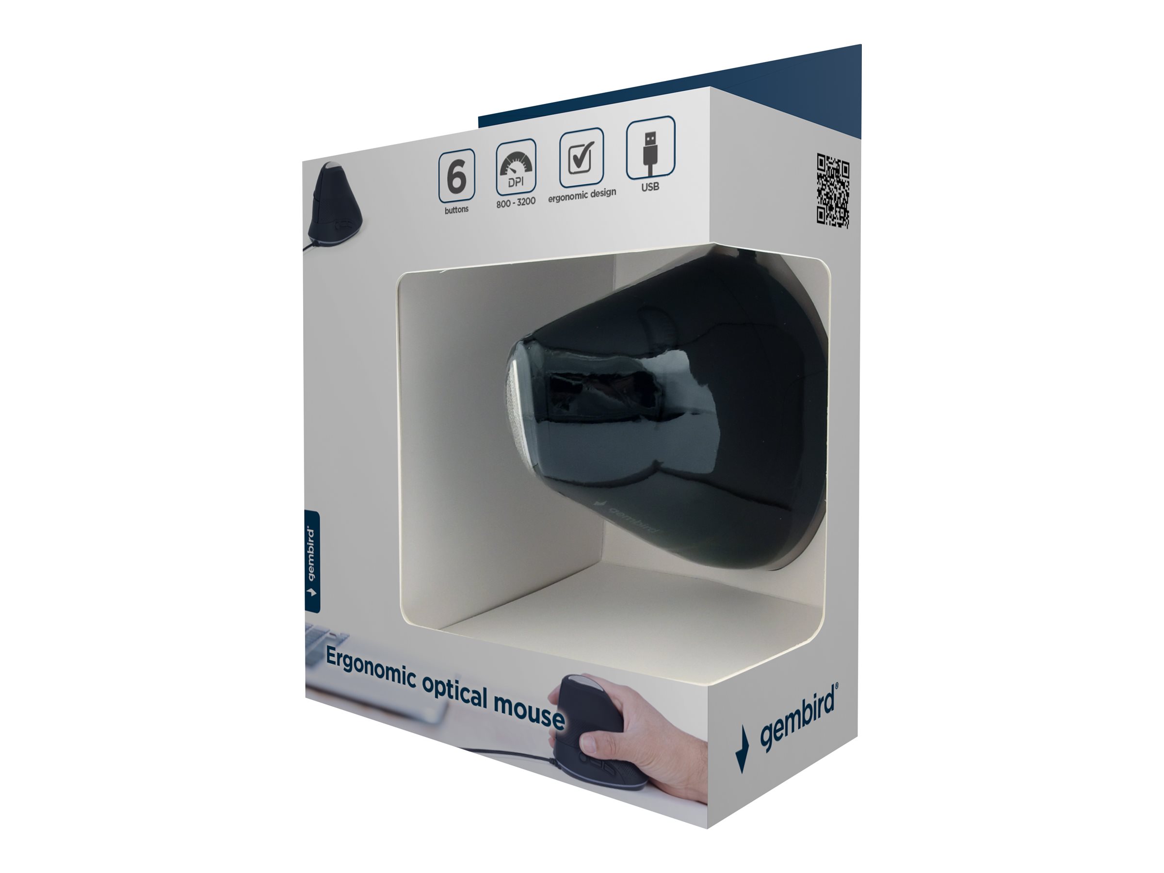 Gembird - vertikale Maus - USB - Space-grau