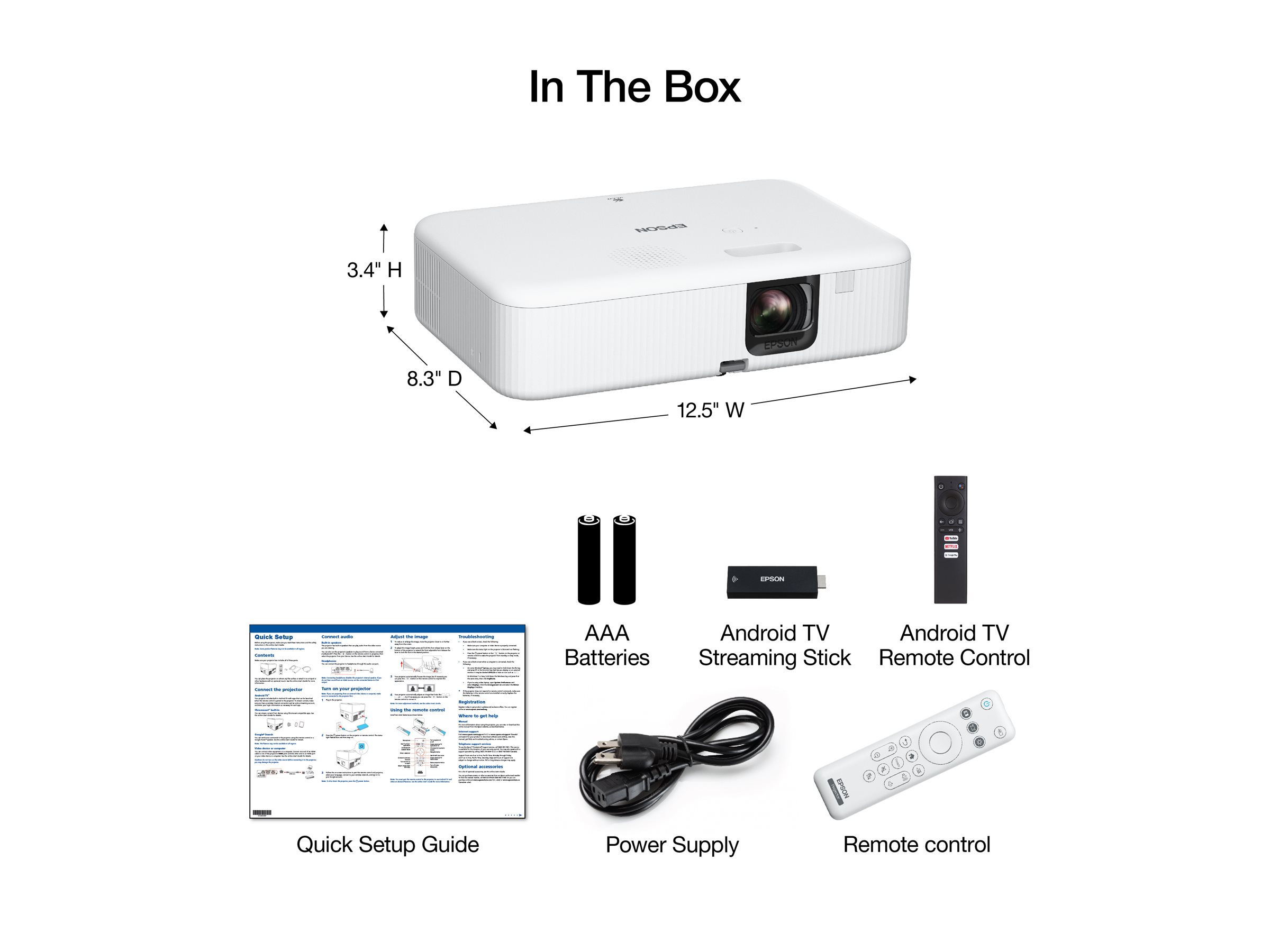 Epson CO-FH02 - 3-LCD-Projektor - tragbar - Schwarz / Weiß
